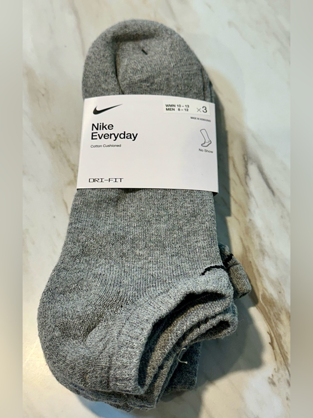 Nike Everyday No-Show Athletic Socks - Gray (3-Pack)